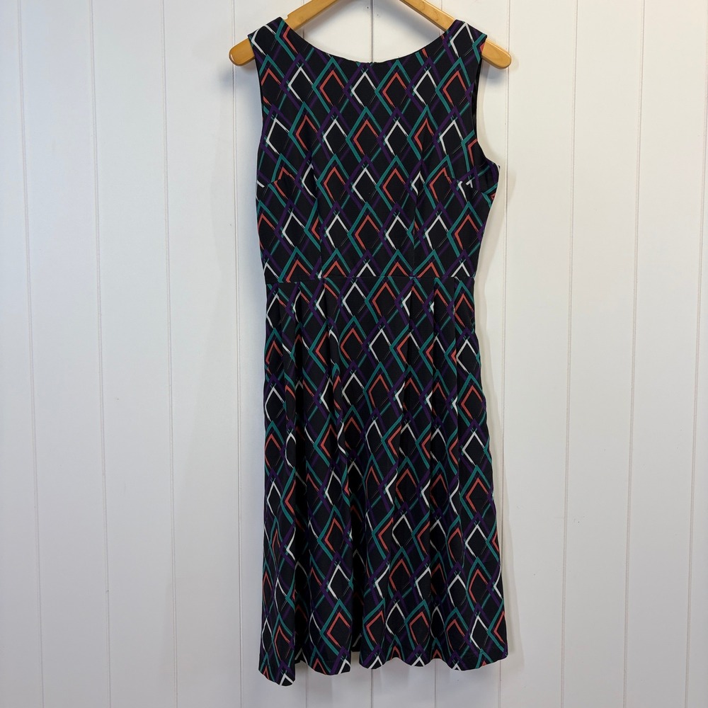 LA Soul Mod Diamond Print Fit & Flare Dress Women Small Retro Chic Office Career